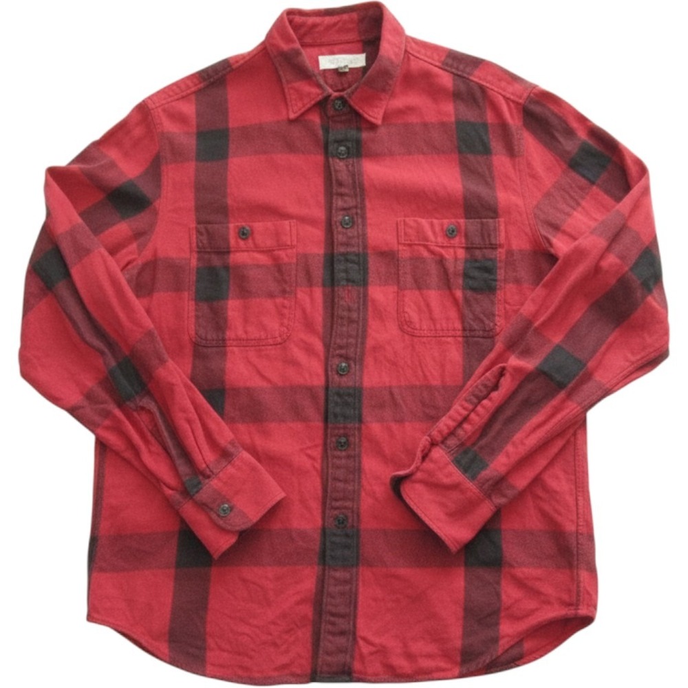 Madewell Men Red Black Buffalo Plaid Heavyweight Flannel Button Shirt Sz M(M512)